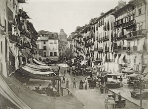 Barcelonan katukuva, noin 1880-luku (albumiprintti)